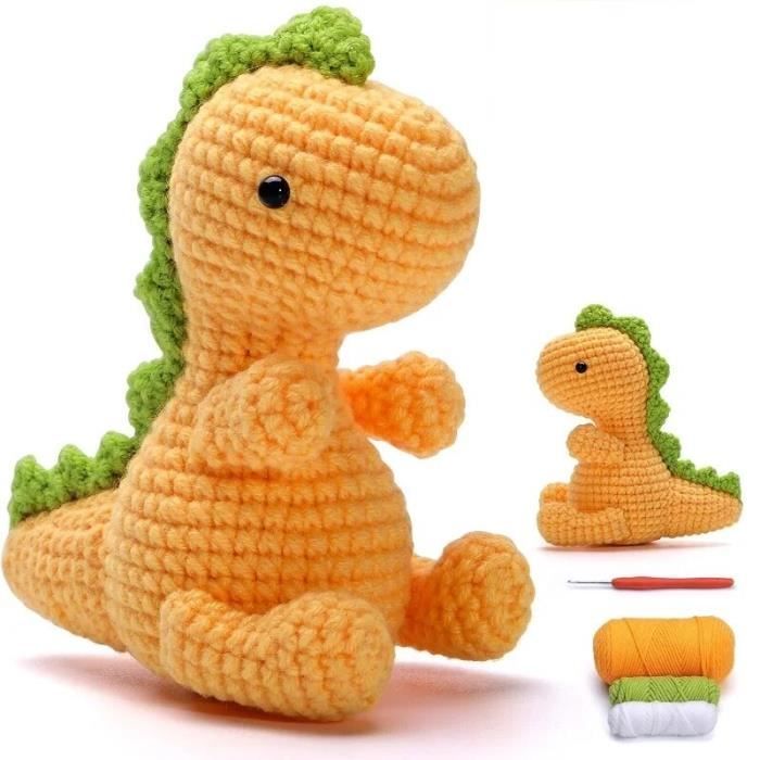 Kit Complet Crochet Dinosaure Débutant - Stégosaure Mignon Avec Tutoriels Vidéo, Laine Et Accessoires Pour Enfants Et Adultes