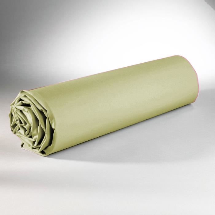 Drap Housse - 100% Coton - Ivoire - 90 x 190 cm - Lavable en machine - Uni