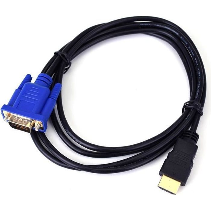 Zerone 1080p HDMI mle vers VGA mle 15 Broches cble Adaptateur Cordon transmetteur HDMI vers VGA Cble Convertisseur 1,5 m avec connecteur plaqué Or 