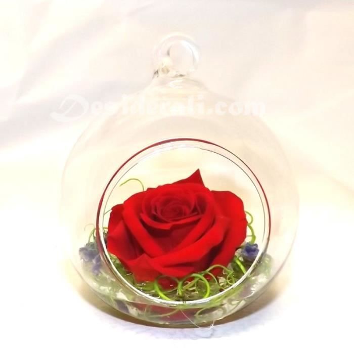 Rose stabilisee rouge en boule de verre - Cdiscount Maison