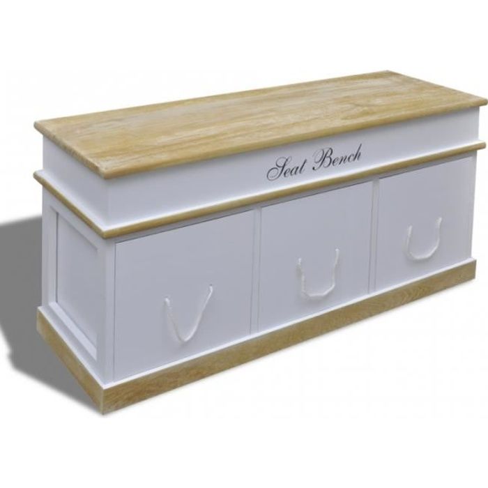 Banquette Banc Coffre De Rangement 100 Cm Blanc 3002017 Achat Vente Banquette Cdiscount