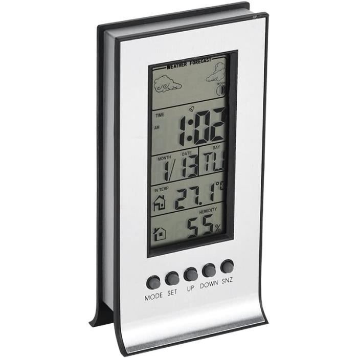 Station Météo Sans Fil Numérique - Thermomètre Hygromètre LCD Avec Capteur Extérieur Noir