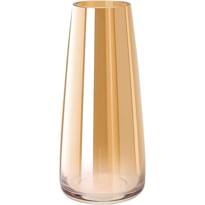 Vase Décoratif Verre Et Rotin Tiamu Pour Herbe De La Pampa - Vase Transparent 10,5x20x7cm - Style Boho