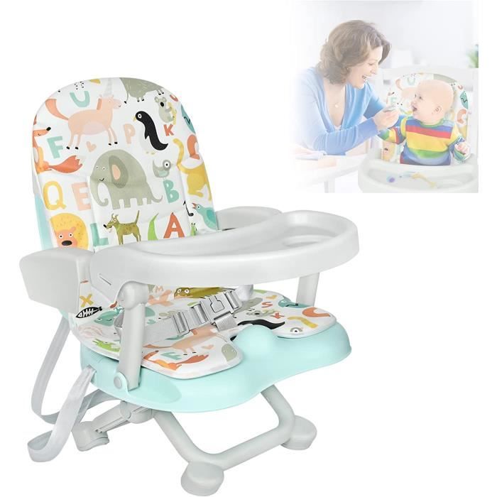 Rehausseur de siège pour enfant - En polyuréthane - Lavable - Démontable - 10 cm - Avec 2 boucles de sécurité - Sangle portable - Antidérapant - Pour enfants (plus foncé) - Gris