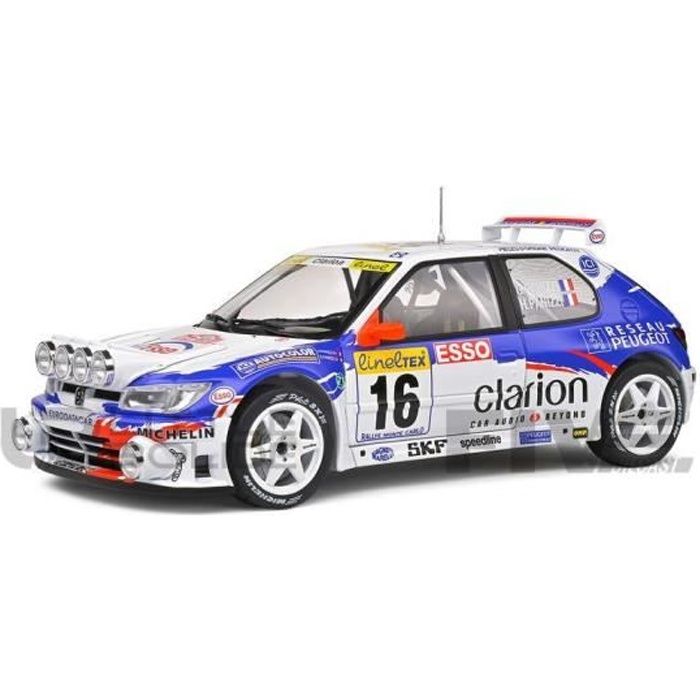 Voiture Miniature de Collection - SOLIDO 1/18 - PEUGEOT 306 Maxi - Rallye de Monte Carlo 1998 - White / Blue - 1808303