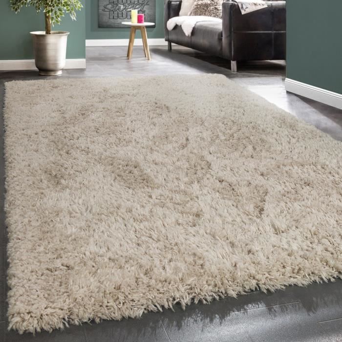 tapis poils hauts moelleux moderne shaggy style flokati confortable uni beige 80x150 cm cdiscount maison
