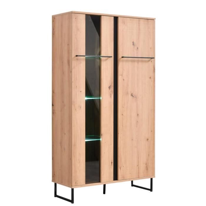 armoire avec compartiments - homestyle4u - 2146 - aspect chêne - pieds massifs - stabilité