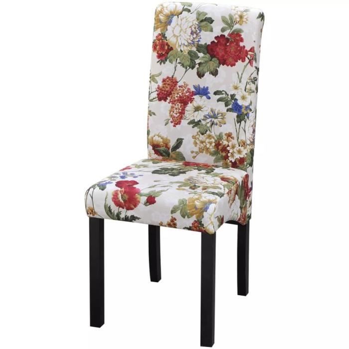 Chaises de salle à manger - Super - Lot de 2 - Motif floral - Tissu