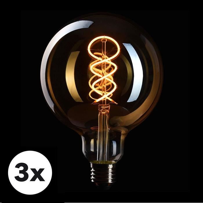 CROWN LED 3 x Ampoule Edison culot à vis E27 utilisable avec gradateur EL02 Idéal pour léclairage nostalgique 4W 230V 