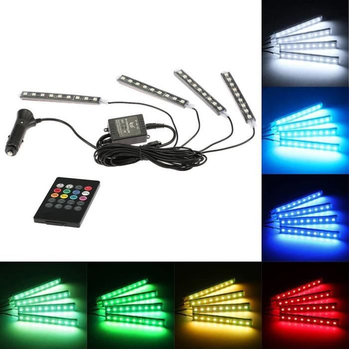 Lot de 4 bandes lumineuses LED Éclairage d'ambiance 4 en 1 pour intérieur  de voiture 7 couleurs RVB avec télécommande sans fil[137] - Cdiscount Maison