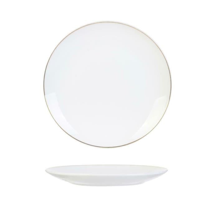 Assiette Plate - Pear Gold - 20cm - Porcelaine Blanche - Bord Doré