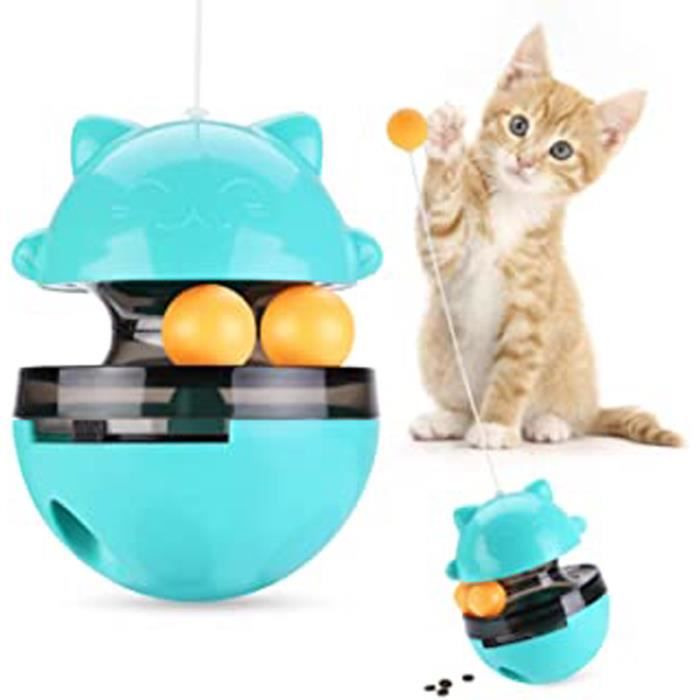 Quan Interactif Pour Chat Jouet Distributeur De Croquettes Pour Chat Avec Deux Boules Roulantes Et Un Trou De Nourriture Reglable Cdiscount