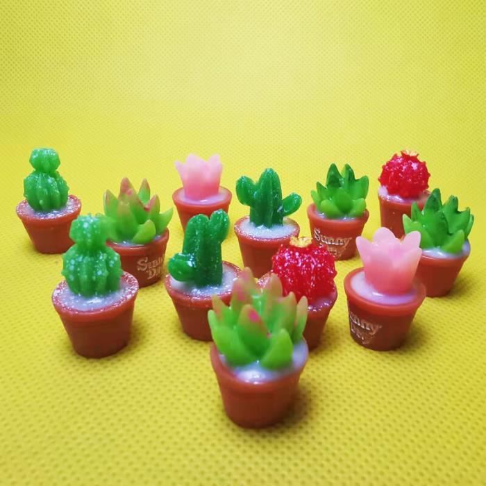 Set De 10 Mini-Plantes En Résine – Bonsaï, Succulentes Et Fleurs Pour Maison De Poupée Et Décoration