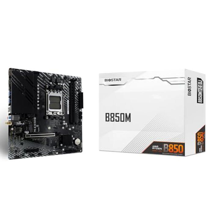 Carte mère Biostar B850MT2 E DJ B850 AM5 DDR5 Micro ATX WiFi 7 2.5GbE RGB - vue 1