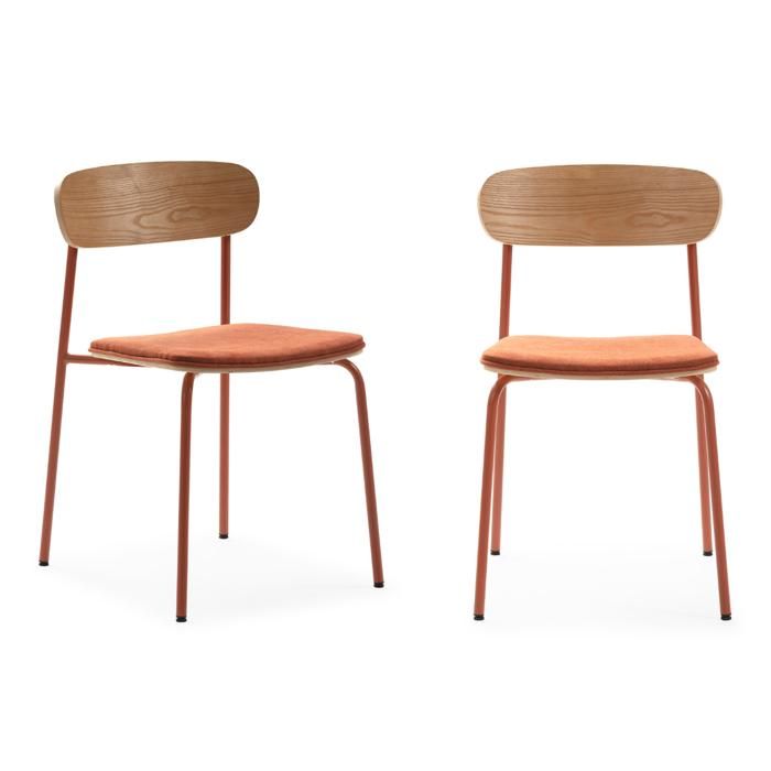 CALICOSY - Lot de 2 chaises en tissu avec pieds en métal L46 cm - ADRIANA - Orange CALICOSY - Lot de 2 chaises en tissu avec pieds en métal L46 cm - ADRIANA - Orange