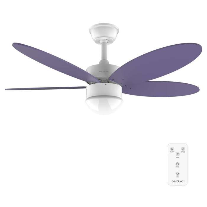 Cecotec Ventilateur de Plafond avec Lumière EnergySilence Aero 4260 Pourpre: 40 W Moteur DC Diamètre 42 avec 5 Pales Réversibles - Cecotec
