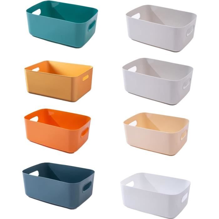 LANSKYLAN 4 Paniers Rangement Plastique Autocollants - Organisateurs Blancs Pour Maison