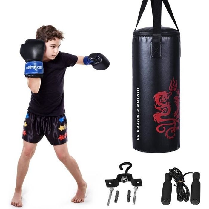 Sac de Frappe Autoportant 175 cm 100 kg avec Support et Gants avec Base à  Ventouse pour Jeunes Adultes - Costway