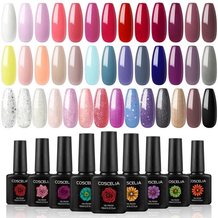 COSCELIA 40 Couleurs Vernis a Ongles Semi Permanent Brillants Set de