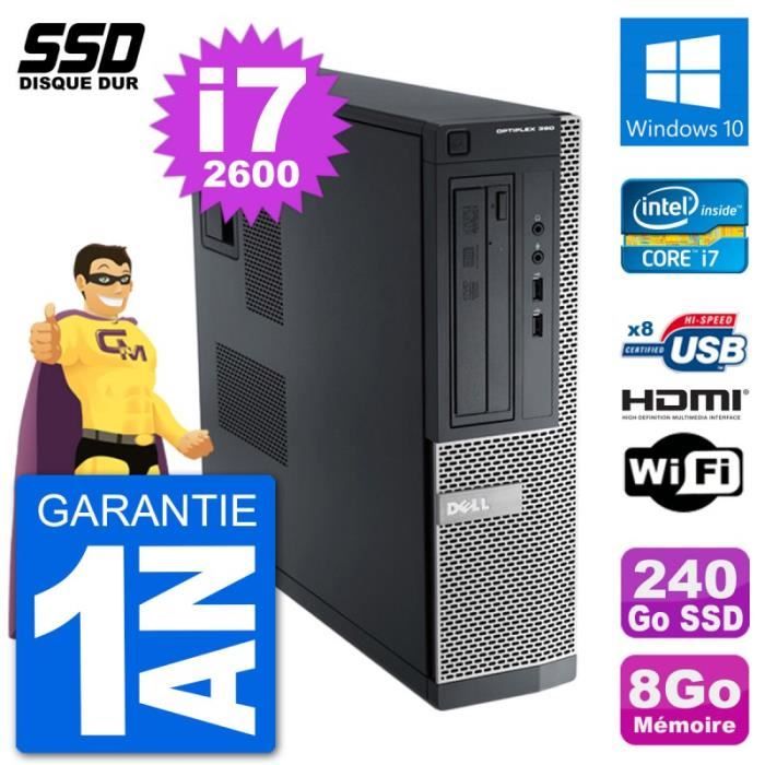 PC Dell OptiPlex 390 DT i7-2600 RAM 8Go SSD 240Go