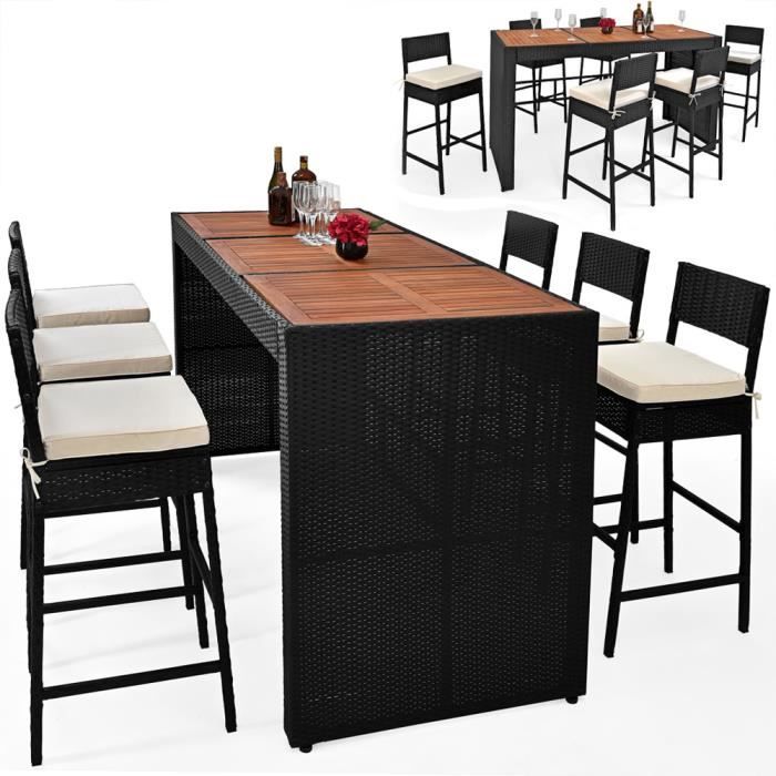 Bar De Jardin Tabouret Chaise Table Polyrotin Bois Achat Vente
