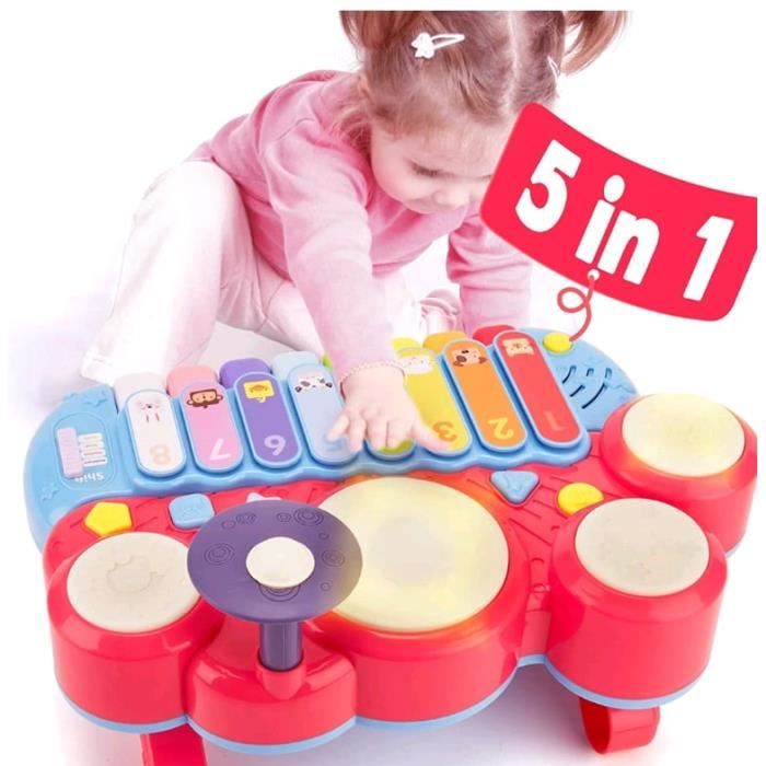 Lexibook, Spider-Man K610SP Batterie électronique pour enfant Jeu musical Jouet mixte Véritable son de batterie 8 notes Prise MP3 Siège inclus Bleu/ Rouge