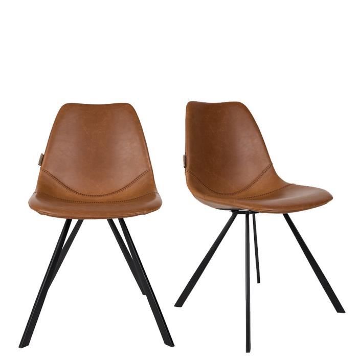 Lot de 2 chaises vintage façon cuir Franky Dutchbone ...