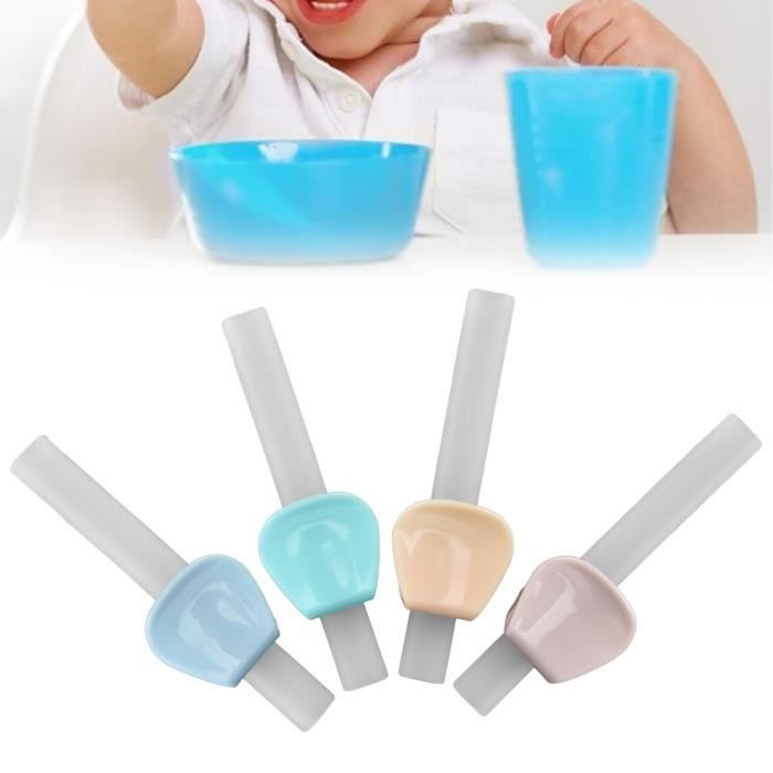 Pailles à Boire Réutilisables Pour Bébé - Lot De 3 - Silicone Souple Sans BPA - Accessoire Pour Bols - Apprentissage Autonome