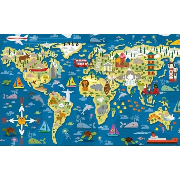 Puzzle Enfant 200 Pieces Carte Du Monde Jeu Educatifs