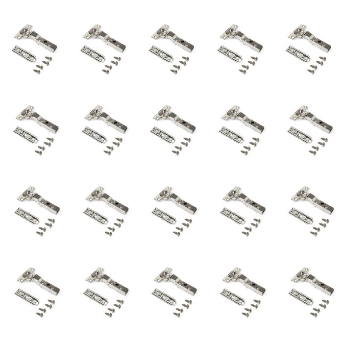 Emuca Lot de 20 charnières coudées X91 à fermeture amortie avec embases droite à visser Hauteur 1 Acier Nickelé Emuca Lot de 20 charnières coudées X91 à fermeture amortie avec embases droite à visser Hauteur 1 Acier Nickelé