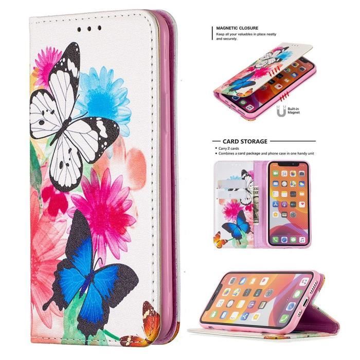 Etui A Rabat Pu Cuir Pour Huawei P Smart 21 6 67 Housse Aimant Flip Support Pochette Papillon Cdiscount Telephonie