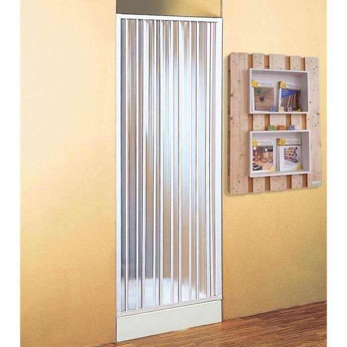 Porte à soufflet pour douche - FORTE - Pliante - Réversible - Fumé - Blanc mat - 185 cm