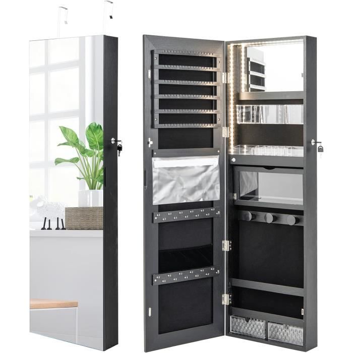Armoire à bijoux avec miroir murale, armoire de rangement - meuble de