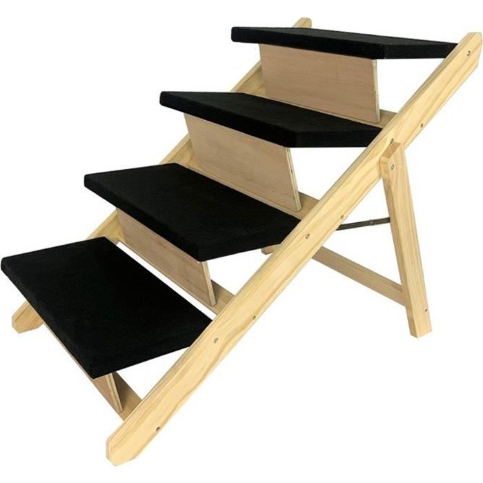 Meilleurs prix pour HENGMEI 100x46x63cm Escalier Pliable avec 4 Marches et Tapis Antidérapant pour Chien pour Lit ou Canapé, Rampe Accès pour Chat