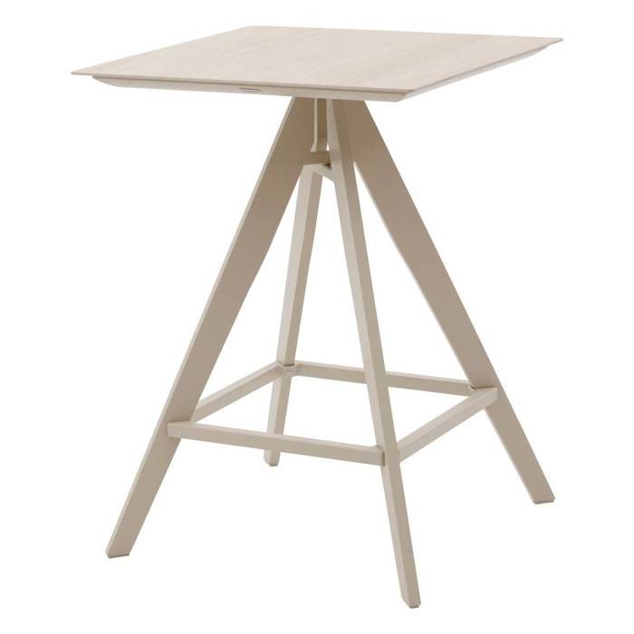 Table haute de jardin carrée Terzano vanille & argile 2 places en aluminium - Hespéride