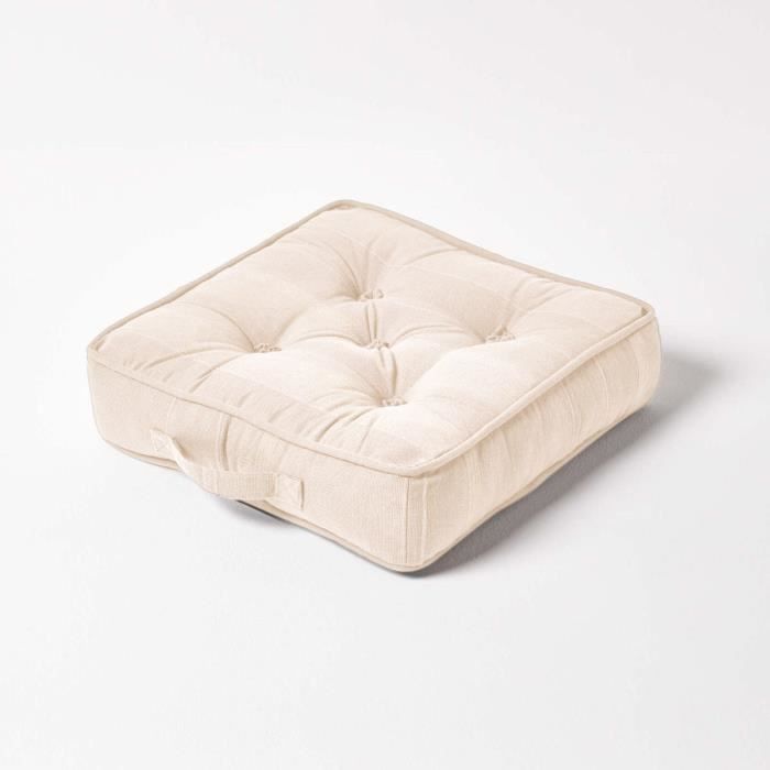 Coussin de sol - Naturel - Rajput - 40x40 cm - 8 cm dépaisseur - Design côtelé Coussin de sol - Naturel - Rajput - 40x40 cm - 8 cm dépaisseur - Design côtelé
