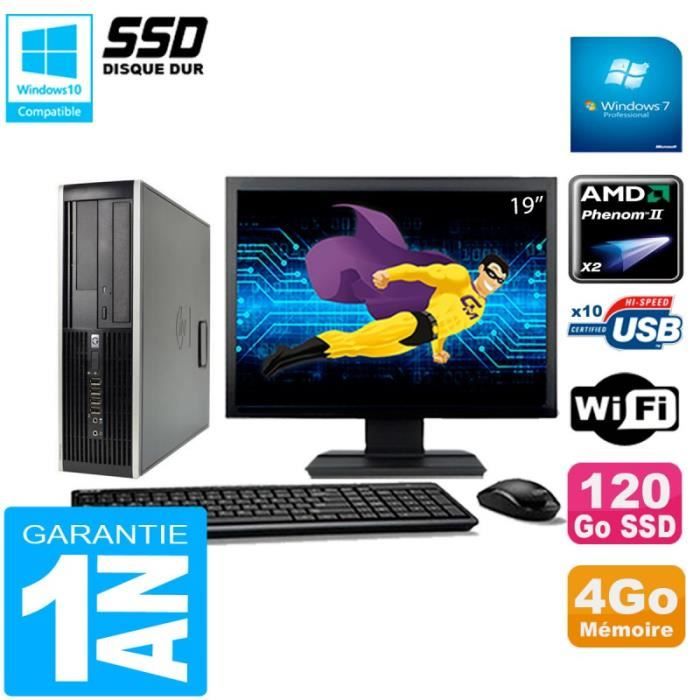 PC HP Compaq 6005 Pro SFF Ecran 19 AMD Phenom II RAM 4Go 120 Go SSD Wifi W7 - Hewlett packard