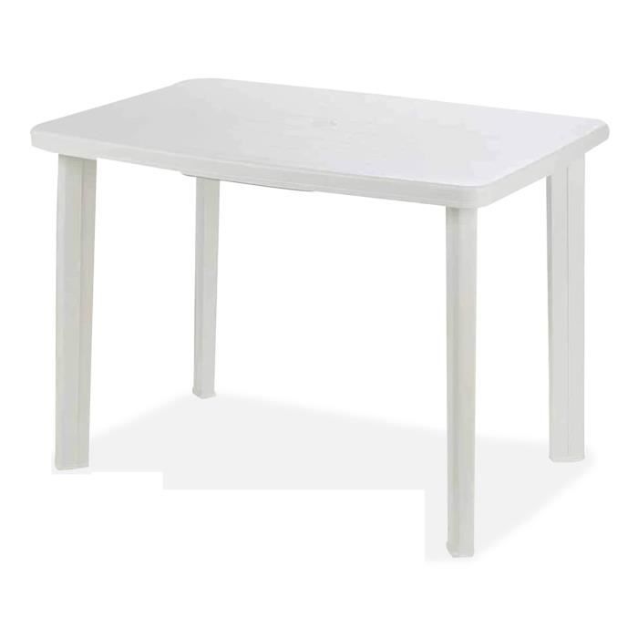 Table de jardin - JUANIO - JUANIO - Plastique blanc - 101x68x72 cm - Trou parasol