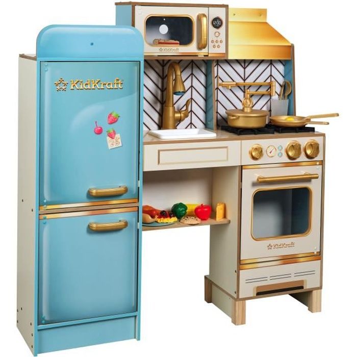 KidKraft - Cuisine en bois pour enfant Retro Cool avec sons et lumi?�res, 20 accessoires inclus 
