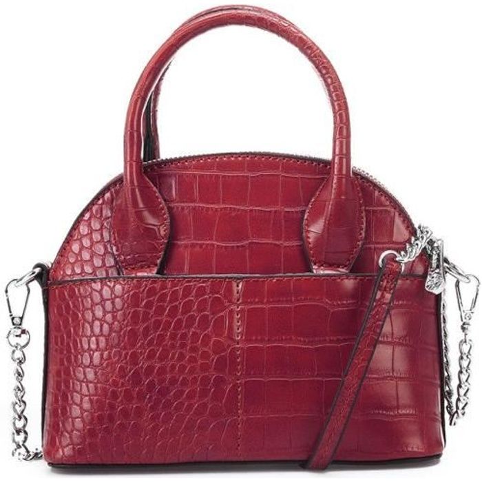 Sac rouge effet croco outlet