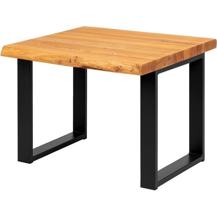 lamo manufaktur table basse en bois - industriel - salon - 60x60x47cm - frêne foncé - pieds métal noir - modèle modern
