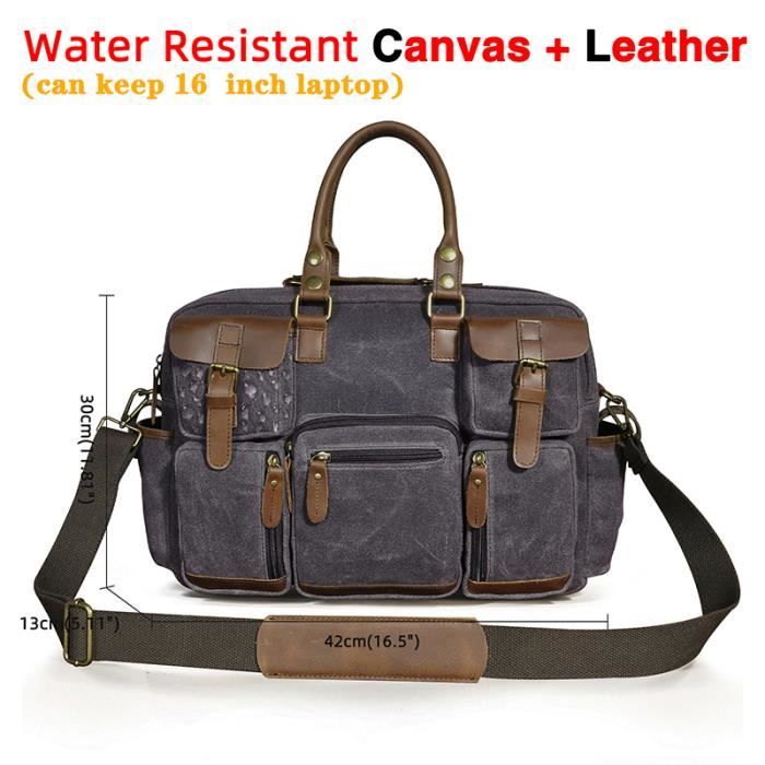 Sac ?� main en toile et cuir Crazy horse, mallette d'affaires pour hommes, mallette pour 