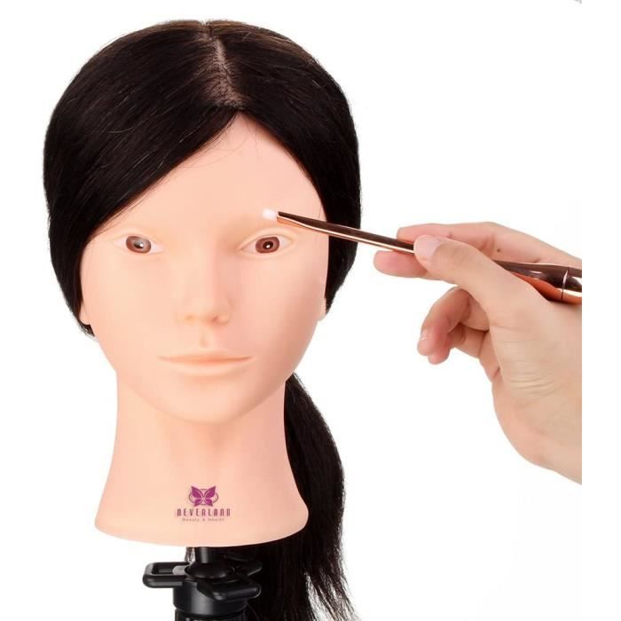 Neverland 20 Tête à coiffer et Maquiller 100% Vrai Cheveux Humain pour le  Salon Coiffeur avec Support 50CM - Cdiscount Jeux - Jouets