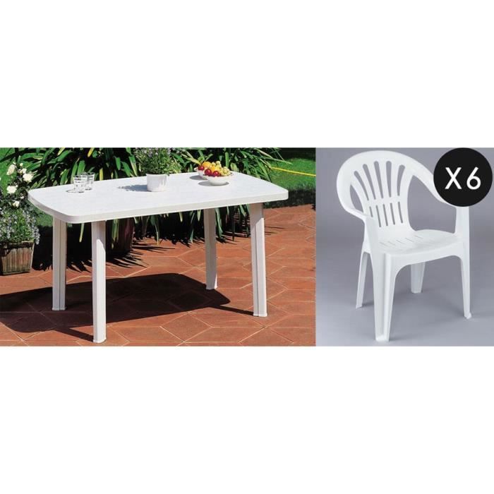 Ensemble Jardin 6 Personnes En Plastique Blanc Achat Vente