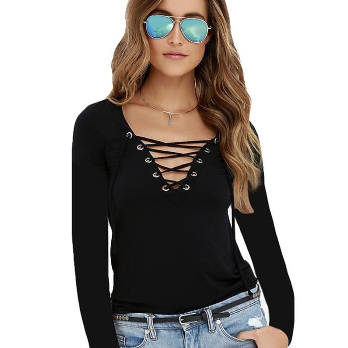 Tee shirt col best sale v profond femme