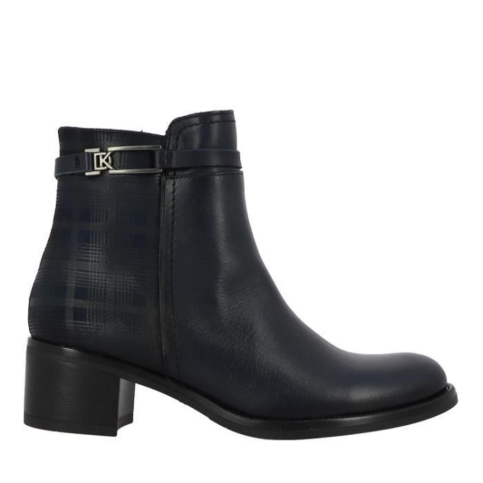 Bottines en cuir DORKING D9133 pour femme Noir Talon carr de