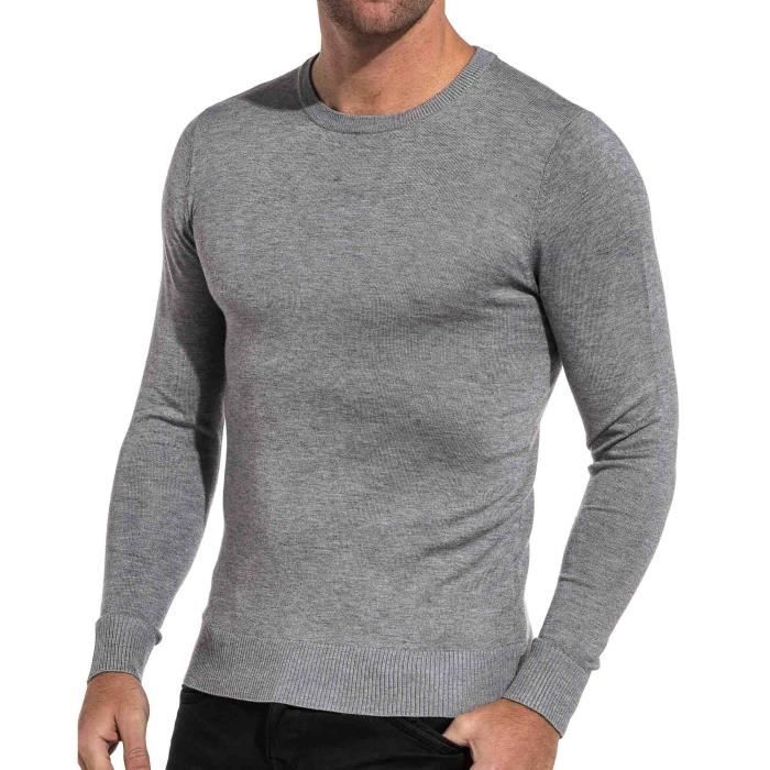 pull homme gris clair
