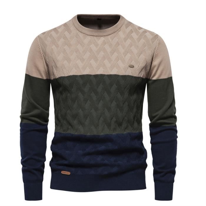 Pull sales tricolore homme