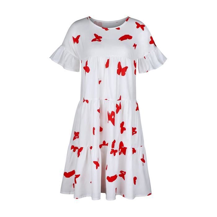 Robe à manches longues avec poche et imprimé papillon