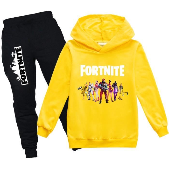 Fortnite Ensemble Sweat a Capuche Garcon Survetement Manches Longues Modele Imprime pour Enfant Cosplay Jaune Jaune Cdiscount Pret a Porter
